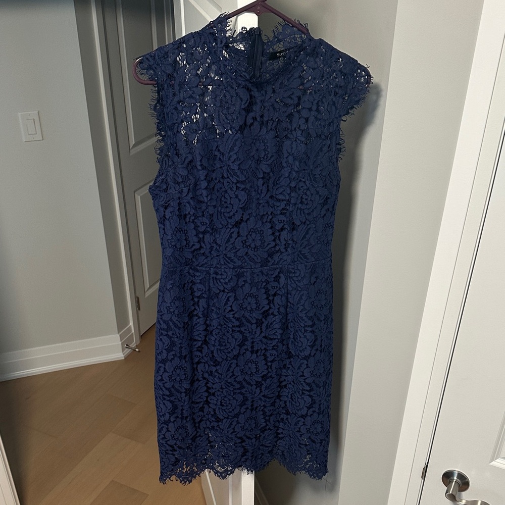Elegant Navy Lace Dress
